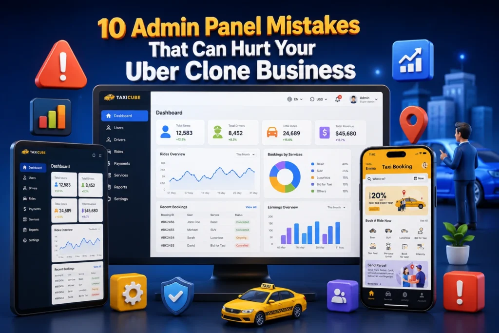10 Admin Panel Mistakes That Can Hurt Your Uber Clone Business