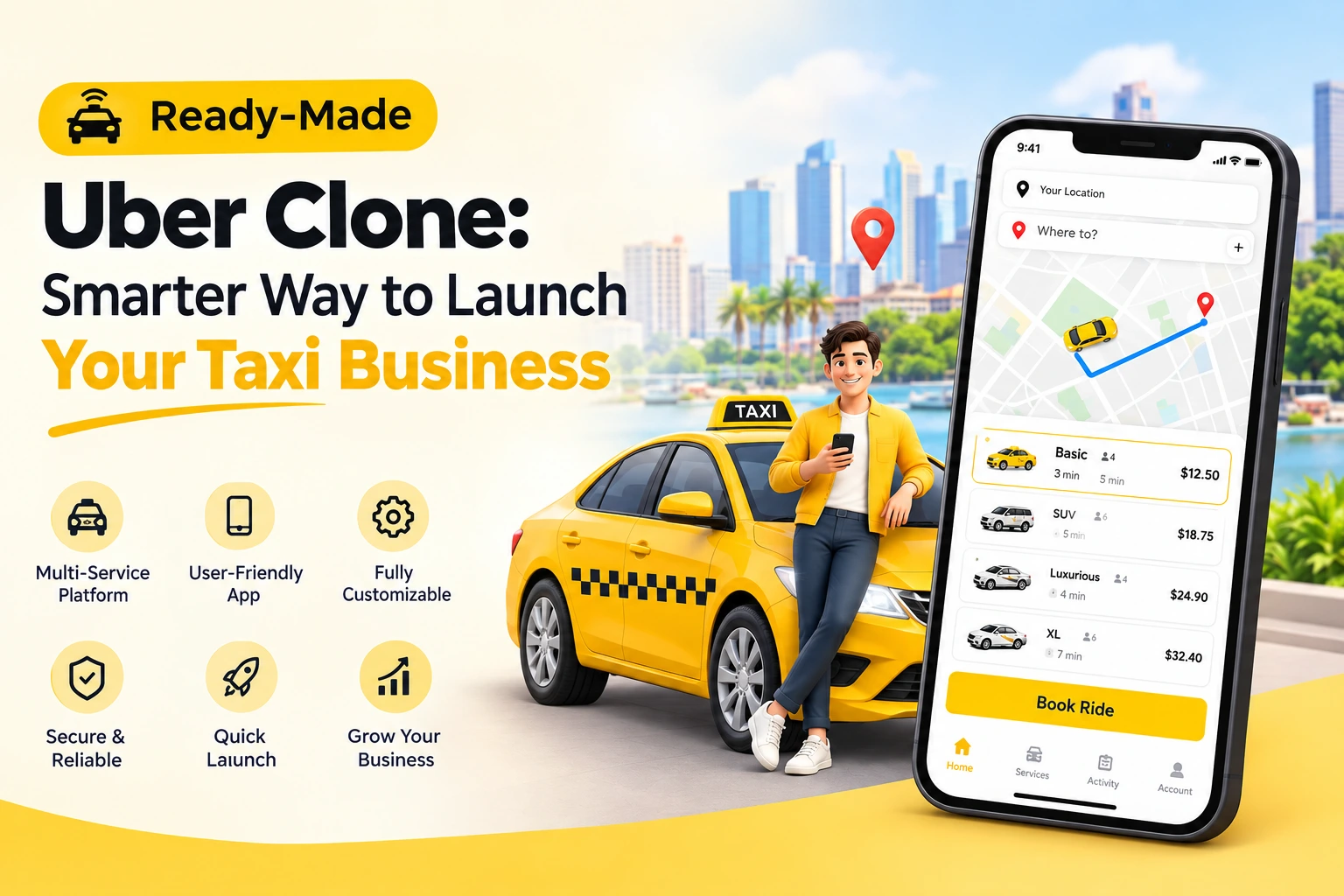 Ready-Made Uber Clone A Smarter Way to Launch Your Taxi Business